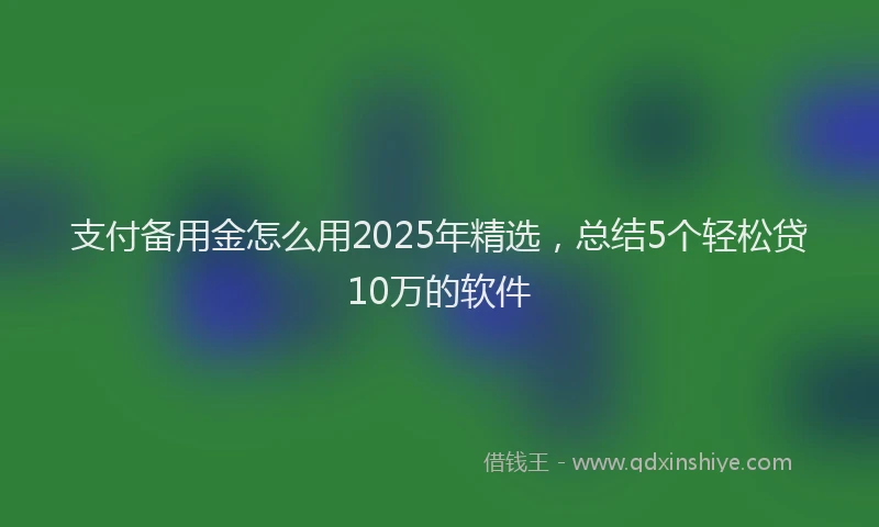 支付备用金怎么用2025年精选，总结5个轻松贷10万的软件