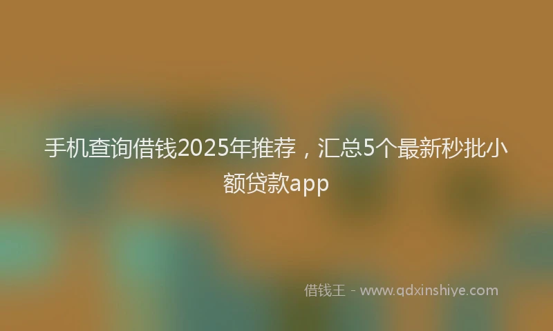 手机查询借钱2025年推荐，汇总5个最新秒批小额贷款app