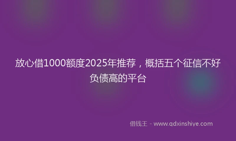 放心借1000额度2025年推荐，概括五个征信不好负债高的平台
