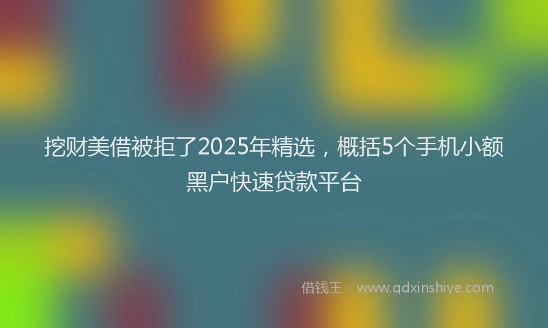 挖财美借被拒了2025年精选，概括5个手机小额黑户快速贷款平台