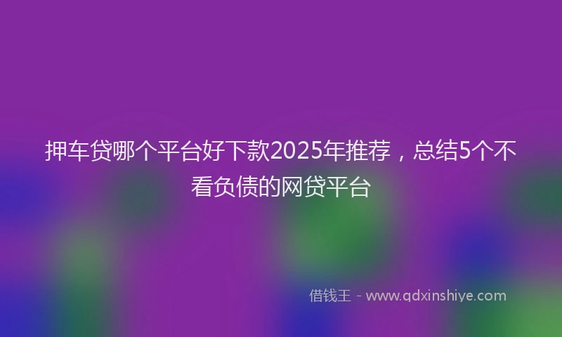 押车贷哪个平台好下款2025年推荐，总结5个不看负债的网贷平台