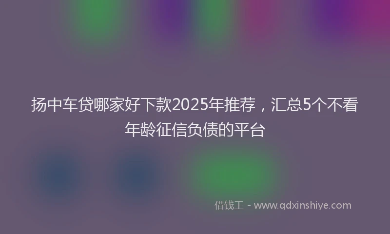 扬中车贷哪家好下款2025年推荐，汇总5个不看年龄征信负债的平台