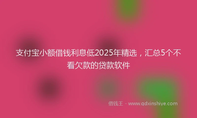 支付宝小额借钱利息低2025年精选，汇总5个不看欠款的贷款软件