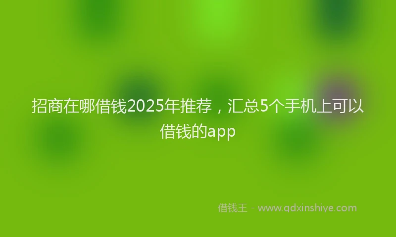 招商在哪借钱2025年推荐，汇总5个手机上可以借钱的app