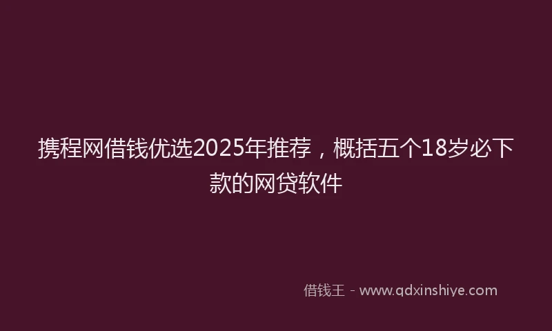 携程网借钱优选2025年推荐，概括五个18岁必下款的网贷软件