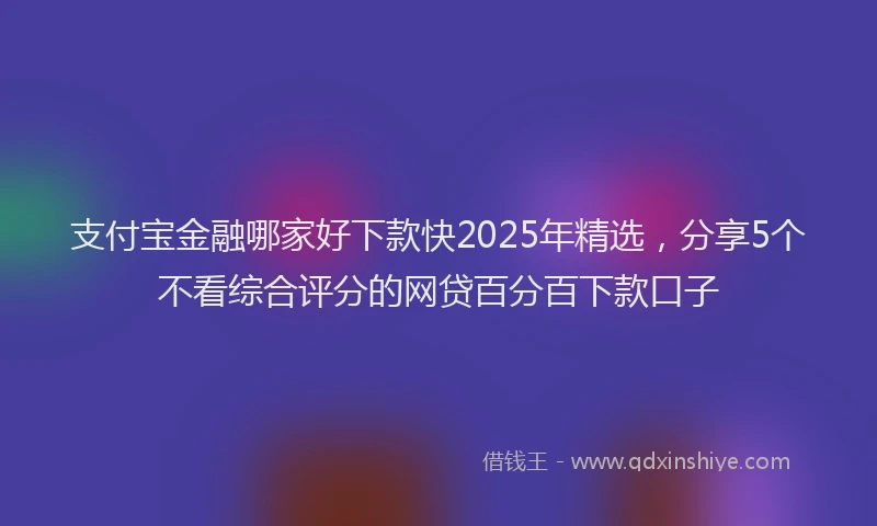 支付宝金融哪家好下款快2025年精选，分享5个不看综合评分的网贷百分百下款口子
