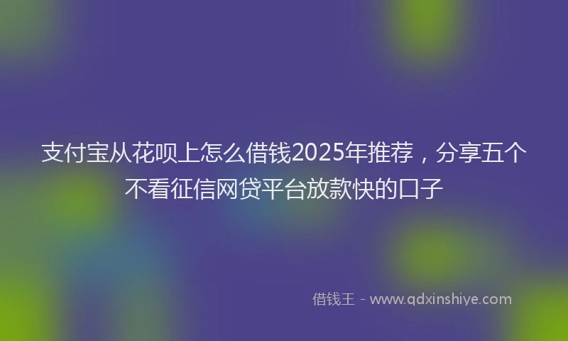 支付宝从花呗上怎么借钱2025年推荐，分享五个不看征信网贷平台放款快的口子