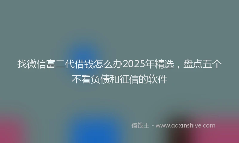 找微信富二代借钱怎么办2025年精选，盘点五个不看负债和征信的软件