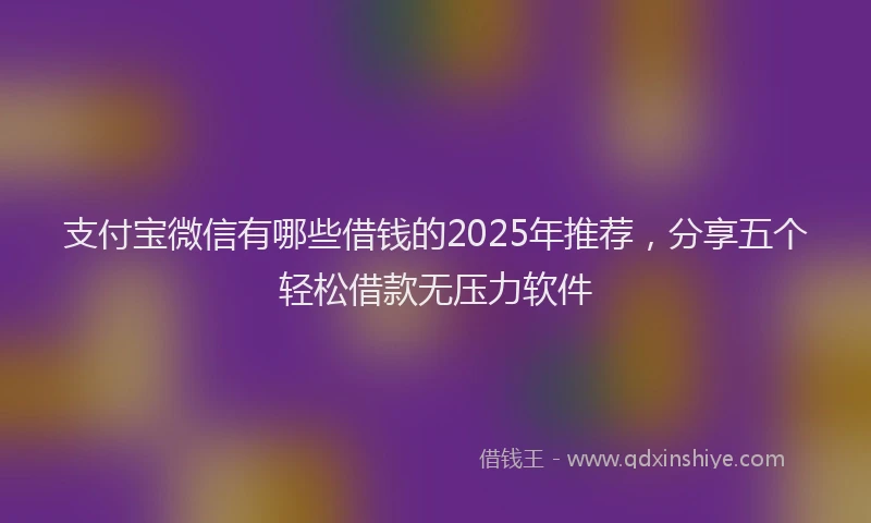 支付宝微信有哪些借钱的2025年推荐，分享五个轻松借款无压力软件