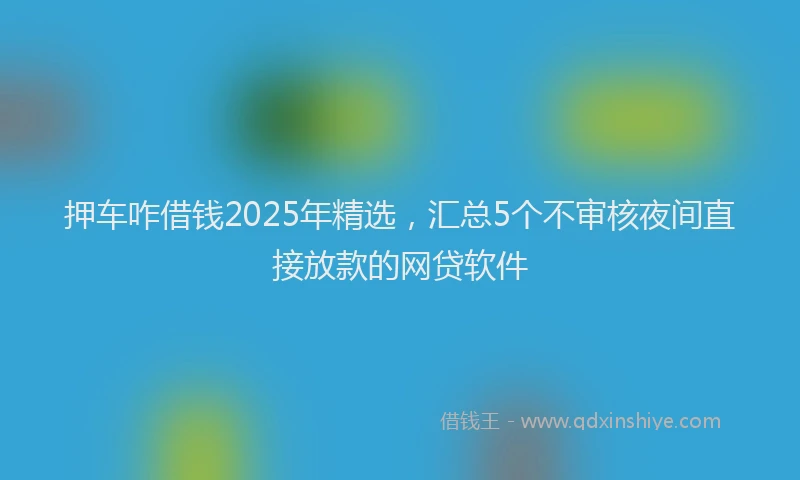 押车咋借钱2025年精选，汇总5个不审核夜间直接放款的网贷软件