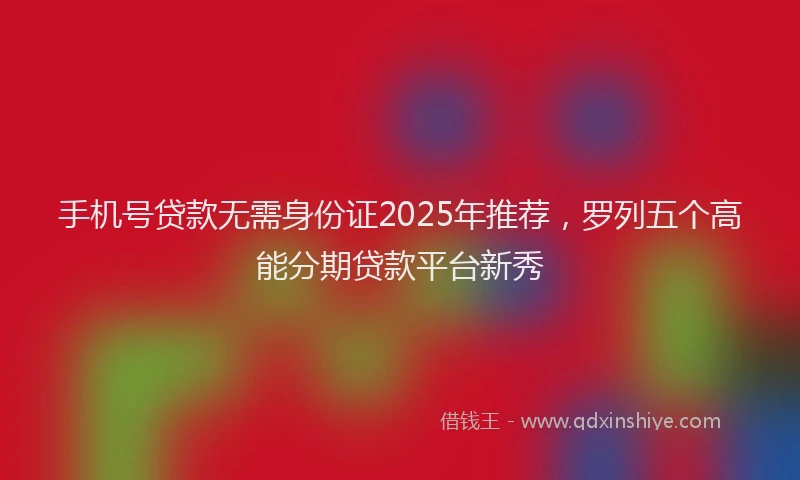 手机号贷款无需身份证2025年推荐，罗列五个高能分期贷款平台新秀