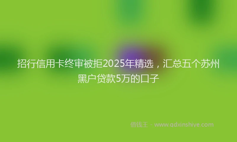 招行信用卡终审被拒2025年精选，汇总五个苏州黑户贷款5万的口子