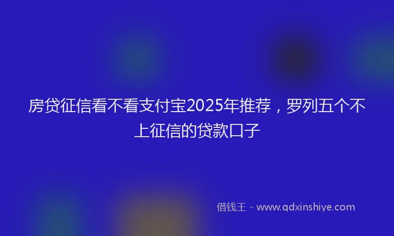 房贷征信看不看支付宝2025年推荐，罗列五个不上征信的贷款口子
