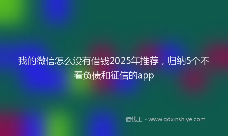 我的微信怎么没有借钱2025年推荐，归纳5个不看负债和征信的app