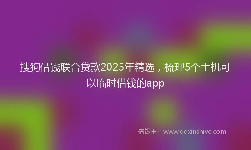 搜狗借钱联合贷款2025年精选，梳理5个手机可以临时借钱的app