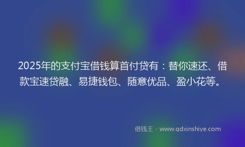 2025年的支付宝借钱算首付贷有：替你速还、借款宝速贷融、易捷钱包、随意优品、盈小花等。