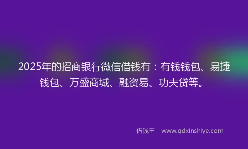 2025年的招商银行微信借钱有：有钱钱包、易捷钱包、万盛商城、融资易、功夫贷等。