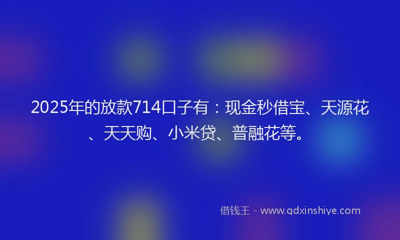 2025年的放款714口子有：现金秒借宝、天源花、天天购、小米贷、普融花等。