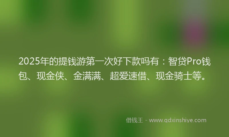 2025年的提钱游第一次好下款吗有：智贷Pro钱包、现金侠、金满满、超爱速借、现金骑士等。
