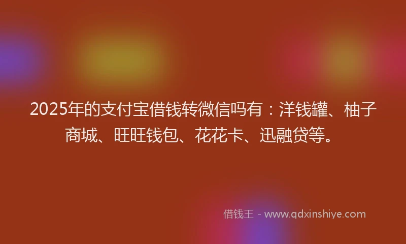 2025年的支付宝借钱转微信吗有：洋钱罐、柚子商城、旺旺钱包、花花卡、迅融贷等。