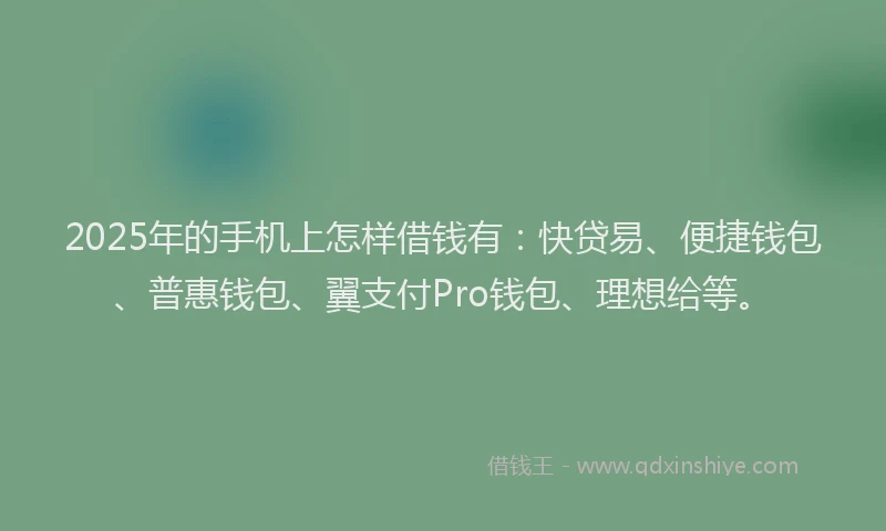 2025年的手机上怎样借钱有：快贷易、便捷钱包、普惠钱包、翼支付Pro钱包、理想给等。