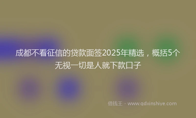 成都不看征信的贷款面签2025年精选，概括5个无视一切是人就下款口子