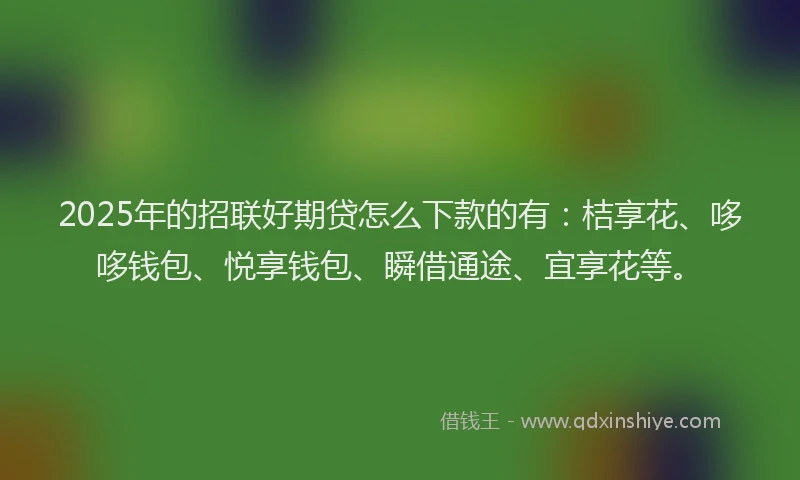 2025年的招联好期贷怎么下款的有：桔享花、哆哆钱包、悦享钱包、瞬借通途、宜享花等。
