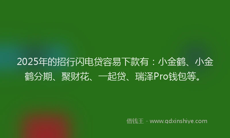 2025年的招行闪电贷容易下款有：小金鹤、小金鹤分期、聚财花、一起贷、瑞泽Pro钱包等。