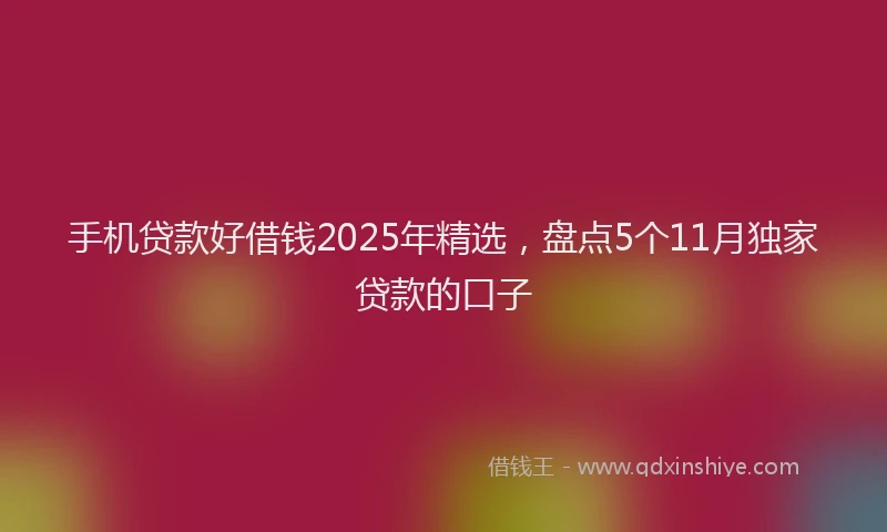 手机贷款好借钱2025年精选，盘点5个11月独家贷款的口子