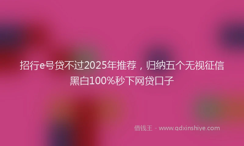 招行e号贷不过2025年推荐，归纳五个无视征信黑白100%秒下网贷口子