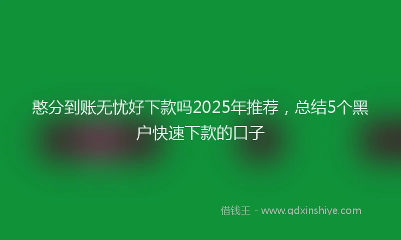 憨分到账无忧好下款吗2025年推荐，总结5个黑户快速下款的口子