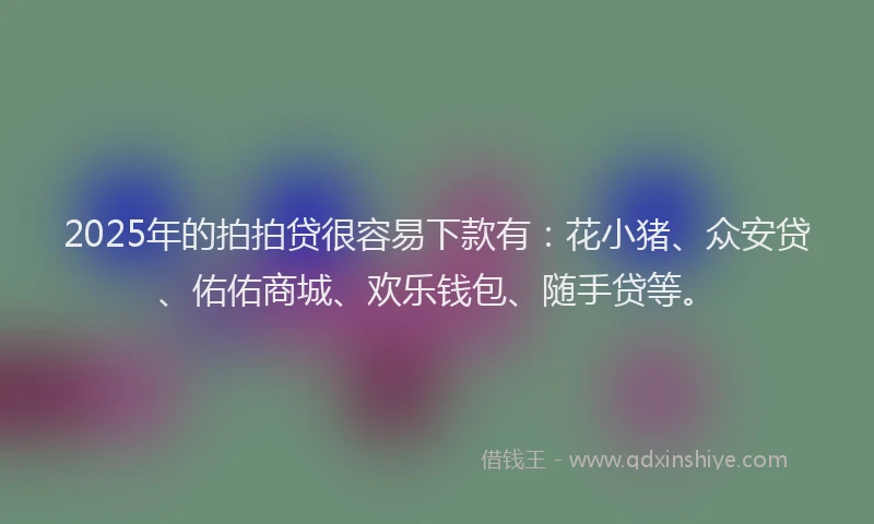 2025年的拍拍贷很容易下款有：花小猪、众安贷、佑佑商城、欢乐钱包、随手贷等。