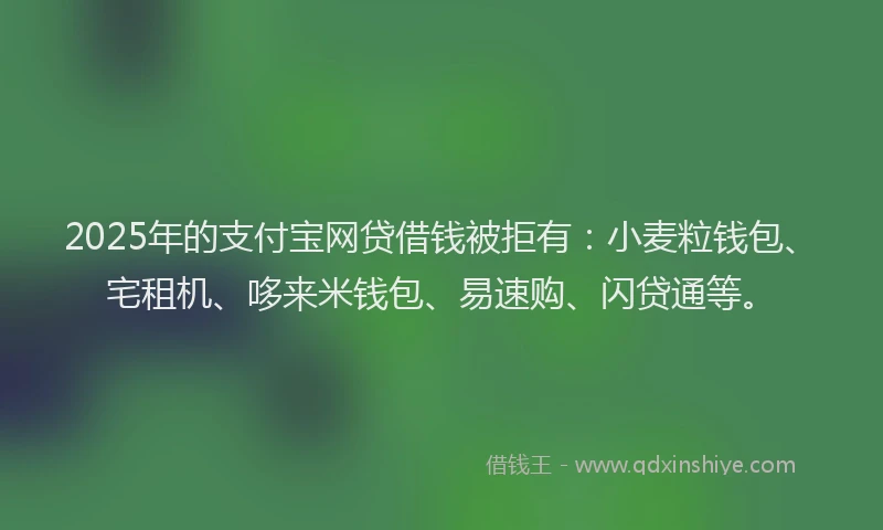 2025年的支付宝网贷借钱被拒有：小麦粒钱包、宅租机、哆来米钱包、易速购、闪贷通等。