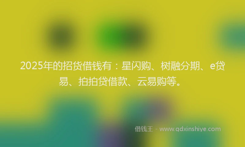 2025年的招货借钱有：星闪购、树融分期、e贷易、拍拍贷借款、云易购等。