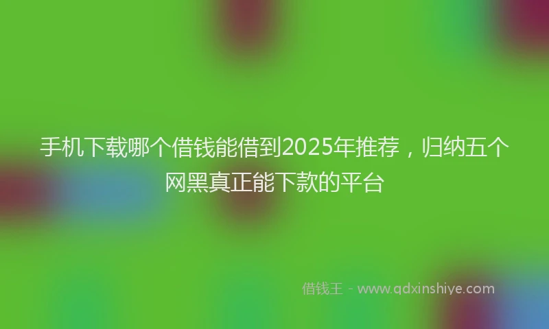 手机下载哪个借钱能借到2025年推荐，归纳五个网黑真正能下款的平台