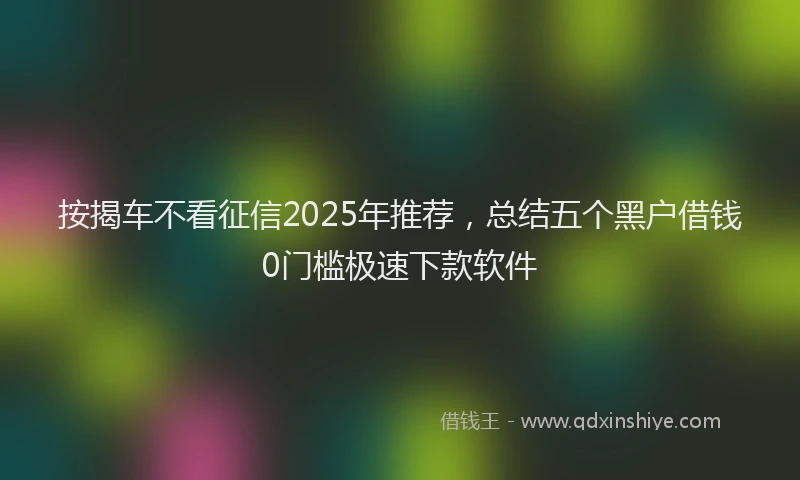 按揭车不看征信2025年推荐，总结五个黑户借钱0门槛极速下款软件