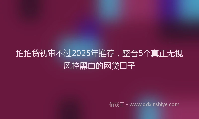 拍拍贷初审不过2025年推荐，整合5个真正无视风控黑白的网贷口子