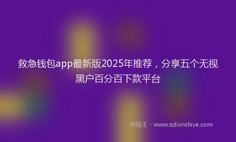 救急钱包app最新版2025年推荐，分享五个无视黑户百分百下款平台