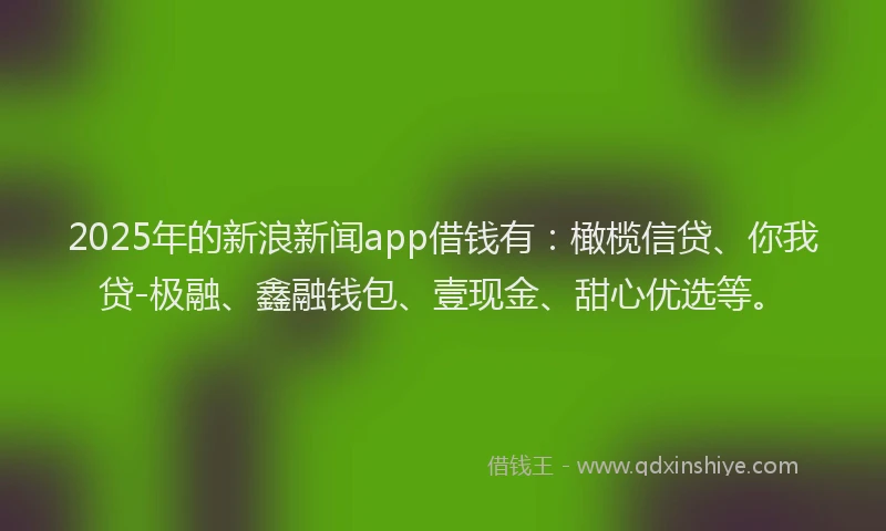 2025年的新浪新闻app借钱有：橄榄信贷、你我贷-极融、鑫融钱包、壹现金、甜心优选等。