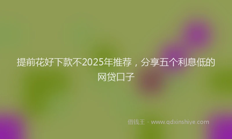 提前花好下款不2025年推荐，分享五个利息低的网贷口子