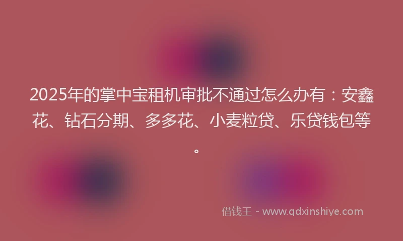 2025年的掌中宝租机审批不通过怎么办有：安鑫花、钻石分期、多多花、小麦粒贷、乐贷钱包等。