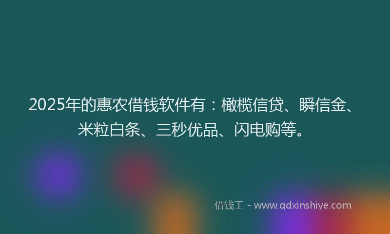 2025年的惠农借钱软件有：橄榄信贷、瞬信金、米粒白条、三秒优品、闪电购等。