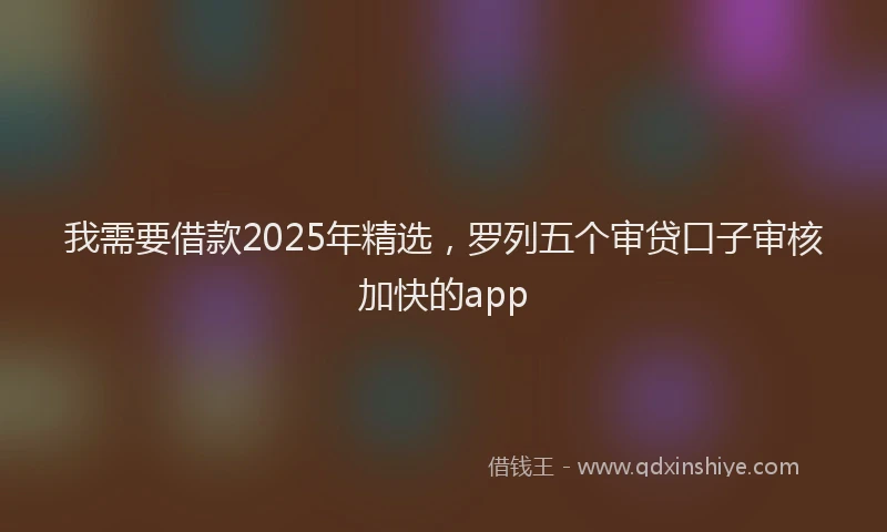 我需要借款2025年精选，罗列五个审贷口子审核加快的app