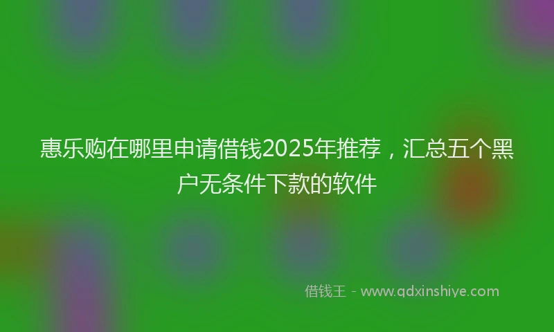 惠乐购在哪里申请借钱2025年推荐，汇总五个黑户无条件下款的软件