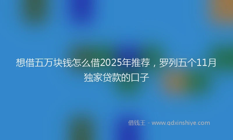 想借五万块钱怎么借2025年推荐，罗列五个11月独家贷款的口子