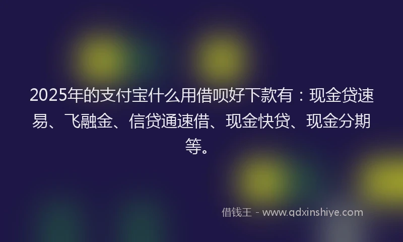 2025年的支付宝什么用借呗好下款有：现金贷速易、飞融金、信贷通速借、现金快贷、现金分期等。
