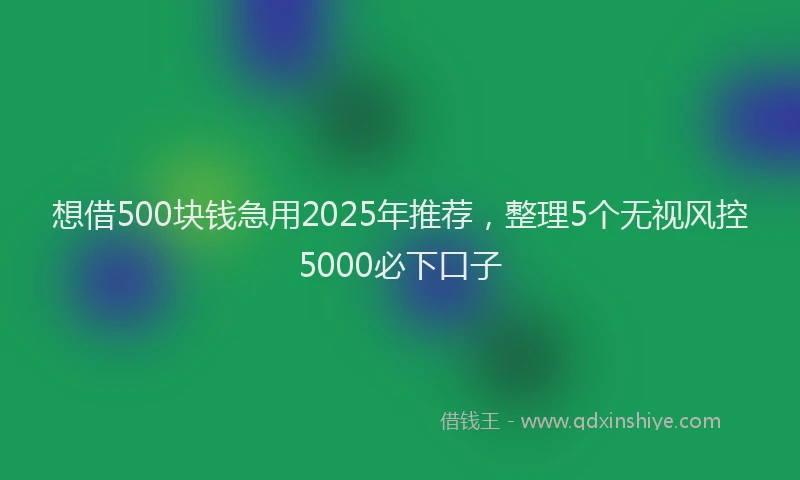 想借500块钱急用2025年推荐，整理5个无视风控5000必下口子