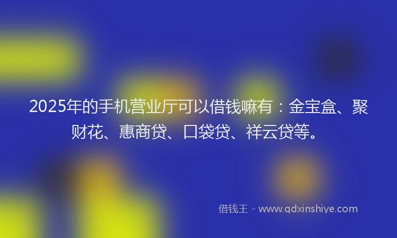 2025年的手机营业厅可以借钱嘛有：金宝盒、聚财花、惠商贷、口袋贷、祥云贷等。