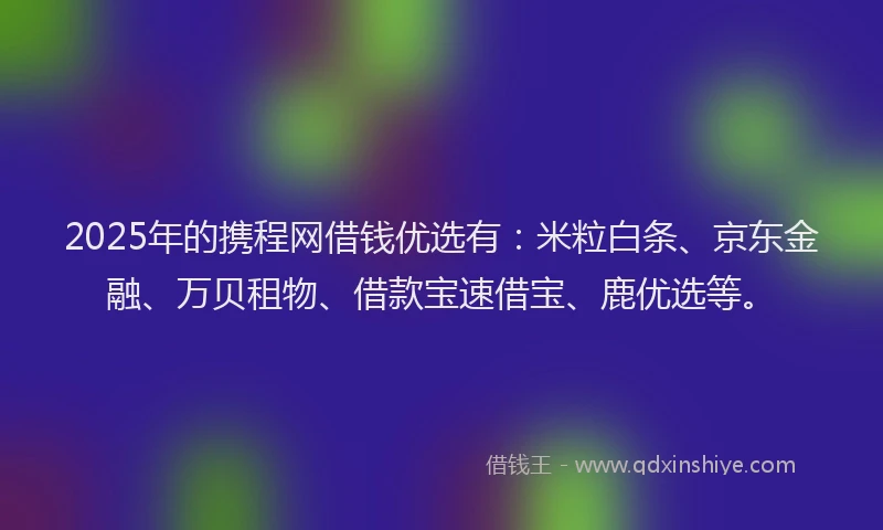 2025年的携程网借钱优选有：米粒白条、京东金融、万贝租物、借款宝速借宝、鹿优选等。