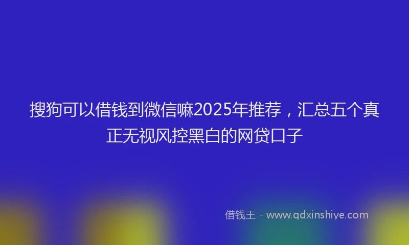 搜狗可以借钱到微信嘛2025年推荐，汇总五个真正无视风控黑白的网贷口子